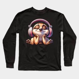 Blissful Meerkat DJ – Grooving to the Beat of Chill Vibes Tee Long Sleeve T-Shirt